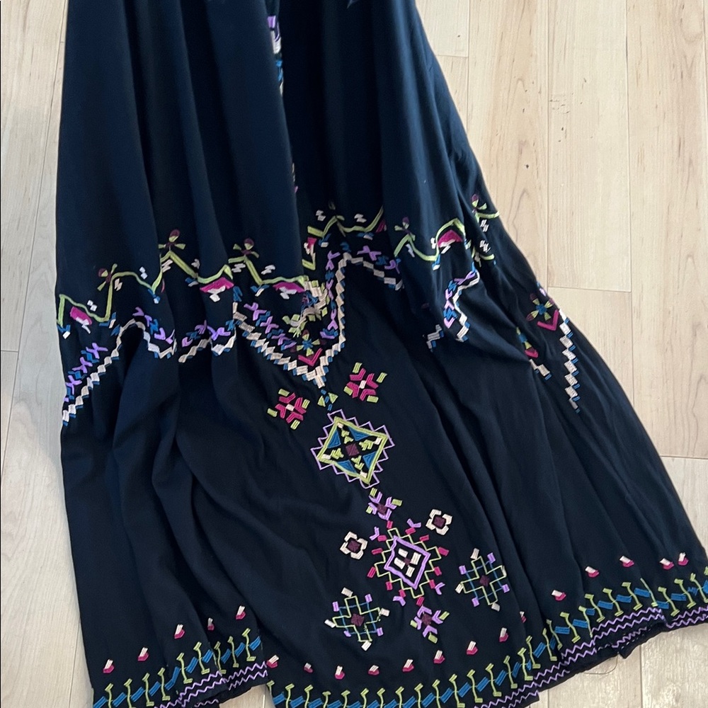Anthropologie Black Maxi Dress with Colorful Embroidery - Picture 7 of 10